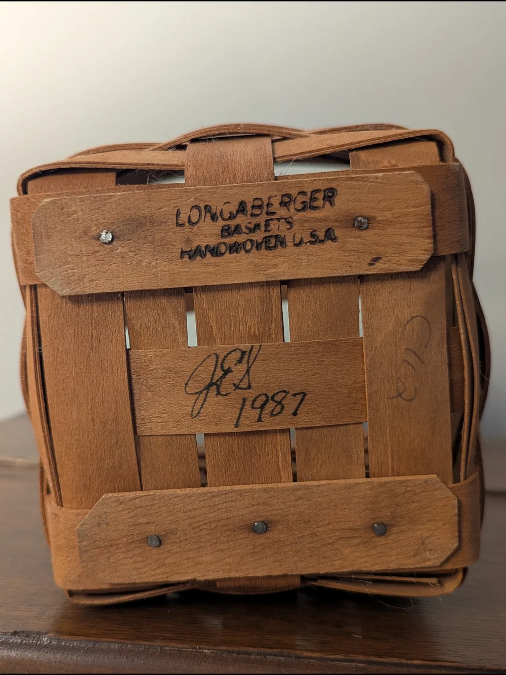 1987 Longaberger Tall Basket | Handwoven Signed Dated